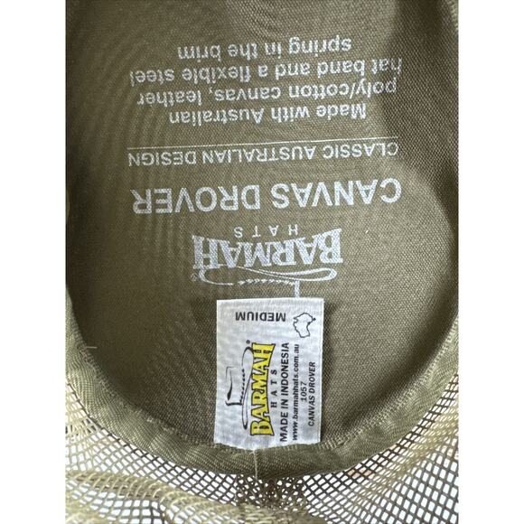 Barmah Hat Canvas Drover Outback Mesh Khaki Vented Safari Mens Size MD Medium - Picture 7 of 7